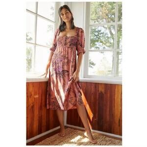 Anthropologie puff-sleeved midi dress in XS